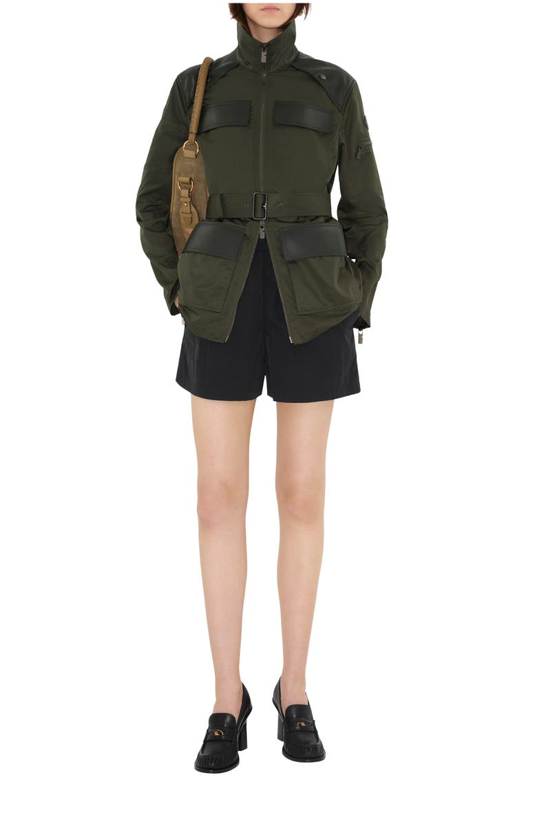 Burberry Leather Trim Nylon Blend Field Jacket, Main, color, Shale