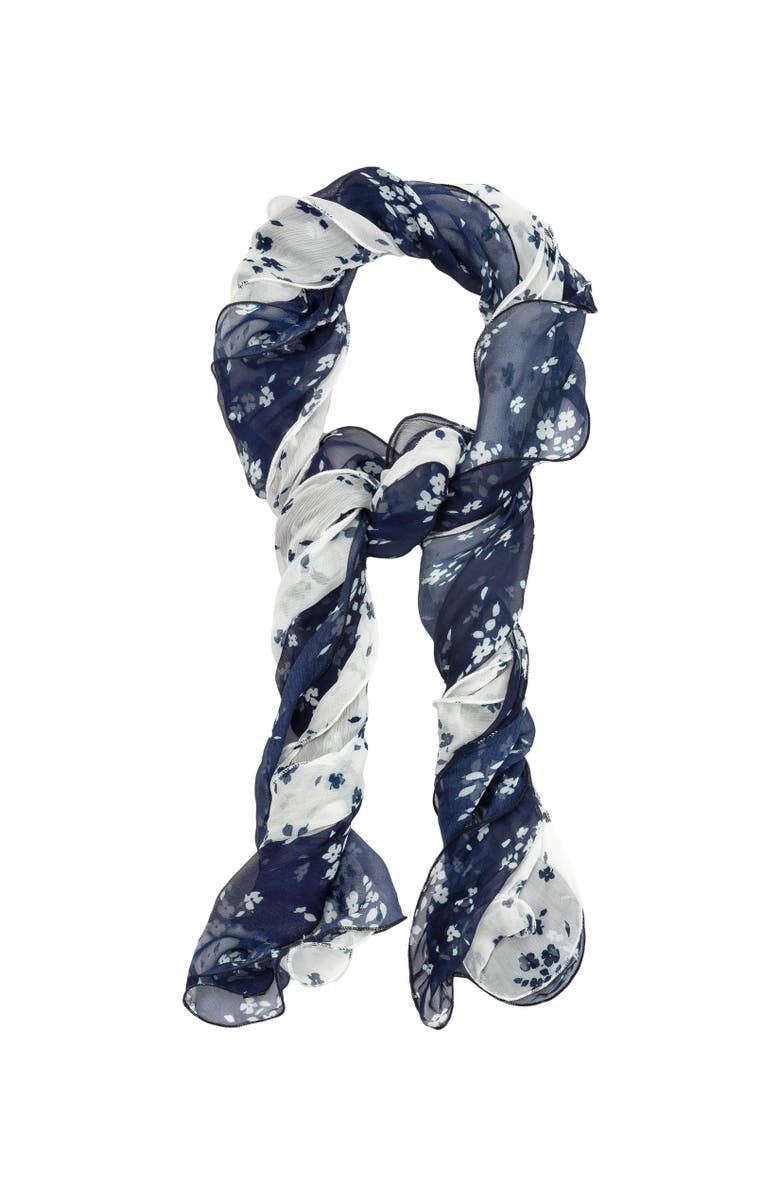 Lauren Ralph Lauren Floral Double Ruffle, Main, color, Navy
