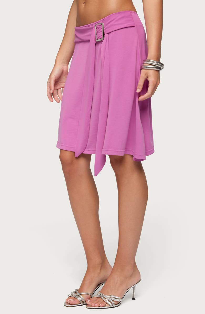 EDIKTED Fiori Buckle Asymmetric Midi Skirt, Alternate, color,