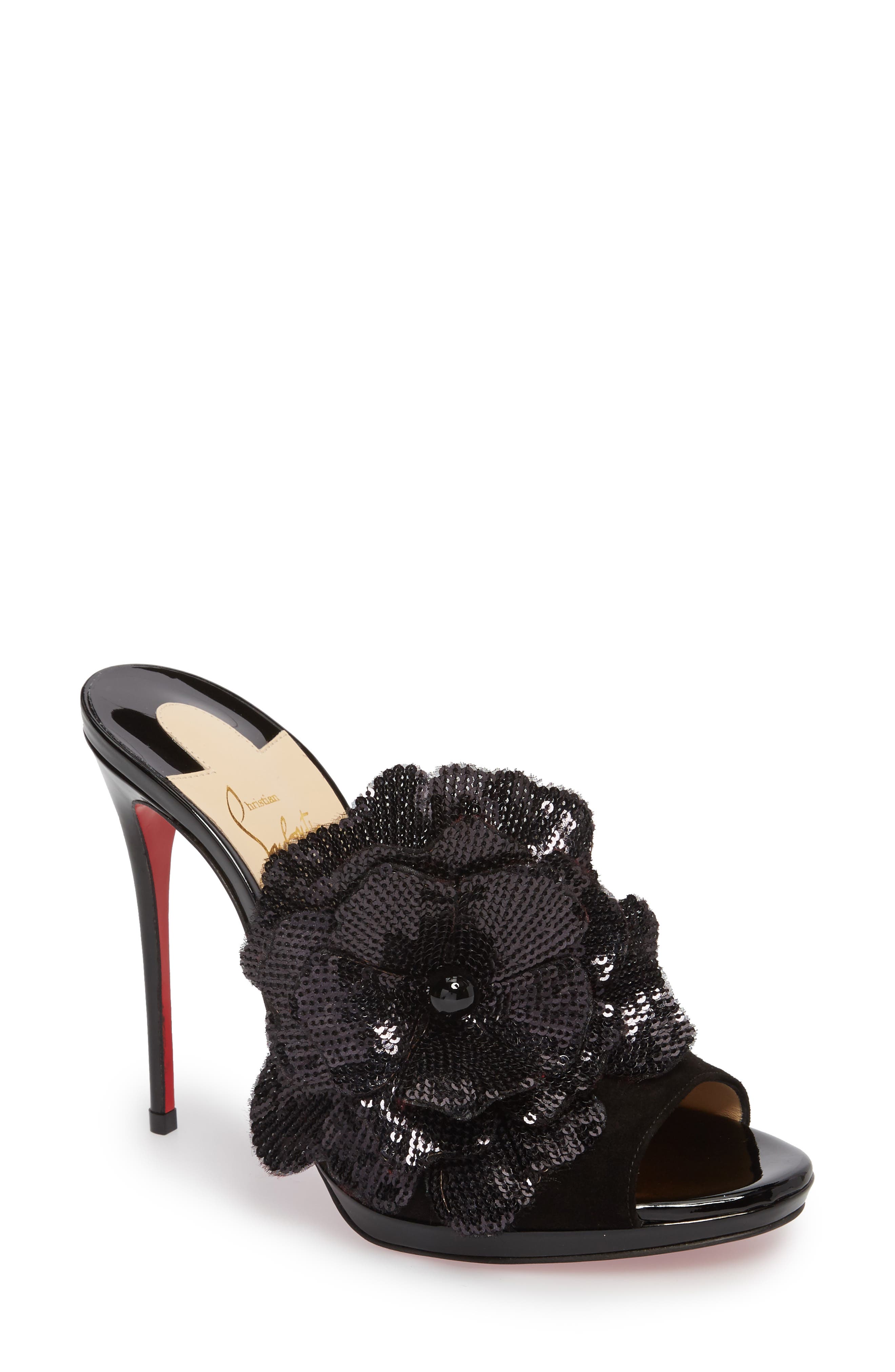 Christian Louboutin Submuline Sequin Flower Mule, Main, color, 