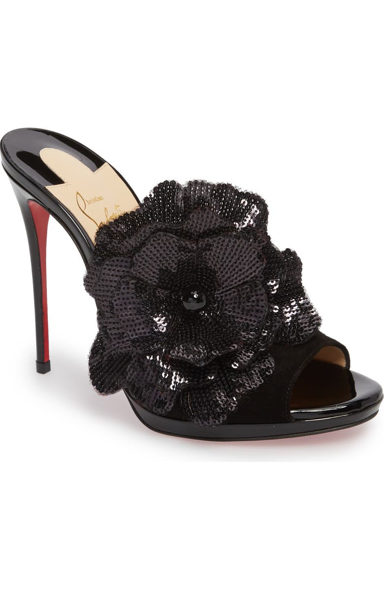 Christian Louboutin Submuline Sequin Flower Mule, Main, color,