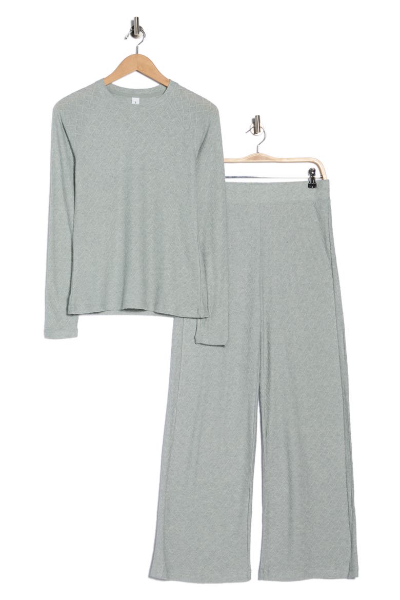 Long Sleeve Top & Wide Leg Pants Pajamas, Alternate, color, MORNING FOG