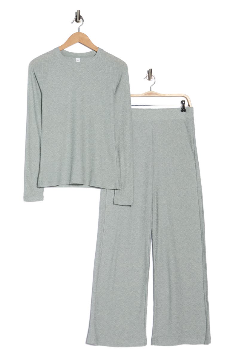 YOGALICIOUS Long Sleeve Top & Wide Leg Pants Pajamas, Main, color, Morning Fog