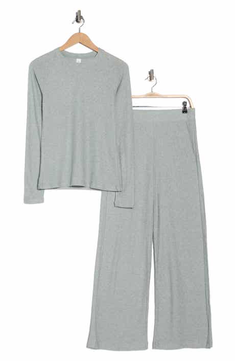 YOGALICIOUS Long Sleeve Top & Wide Leg Pants Pajamas