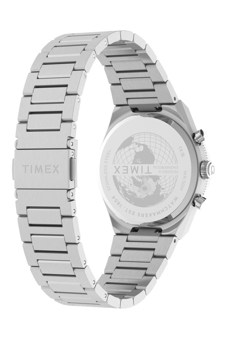 Q Timex Chronograph Bracelet Watch, 36mm, Alternate, color, SILVER/BLUE