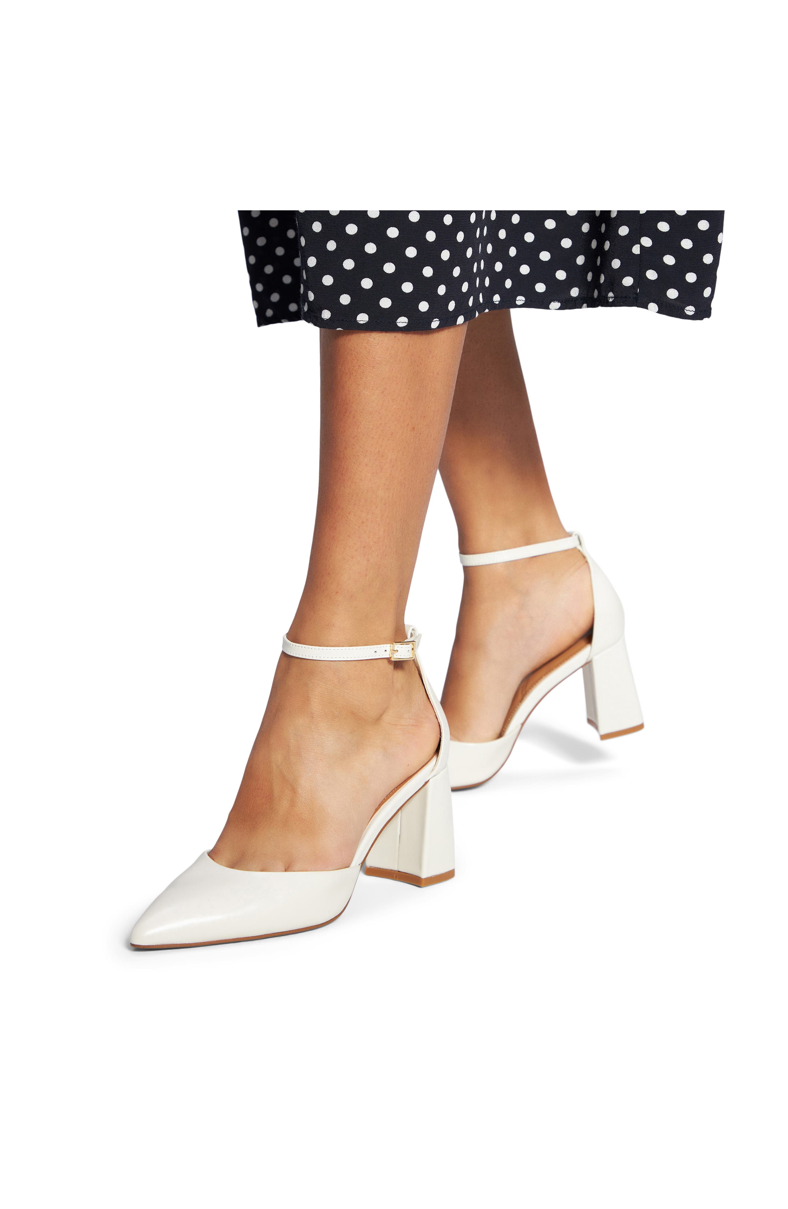 ALDO Jan Ankle Strap Pointed Toe Pump, Alternate, color, White