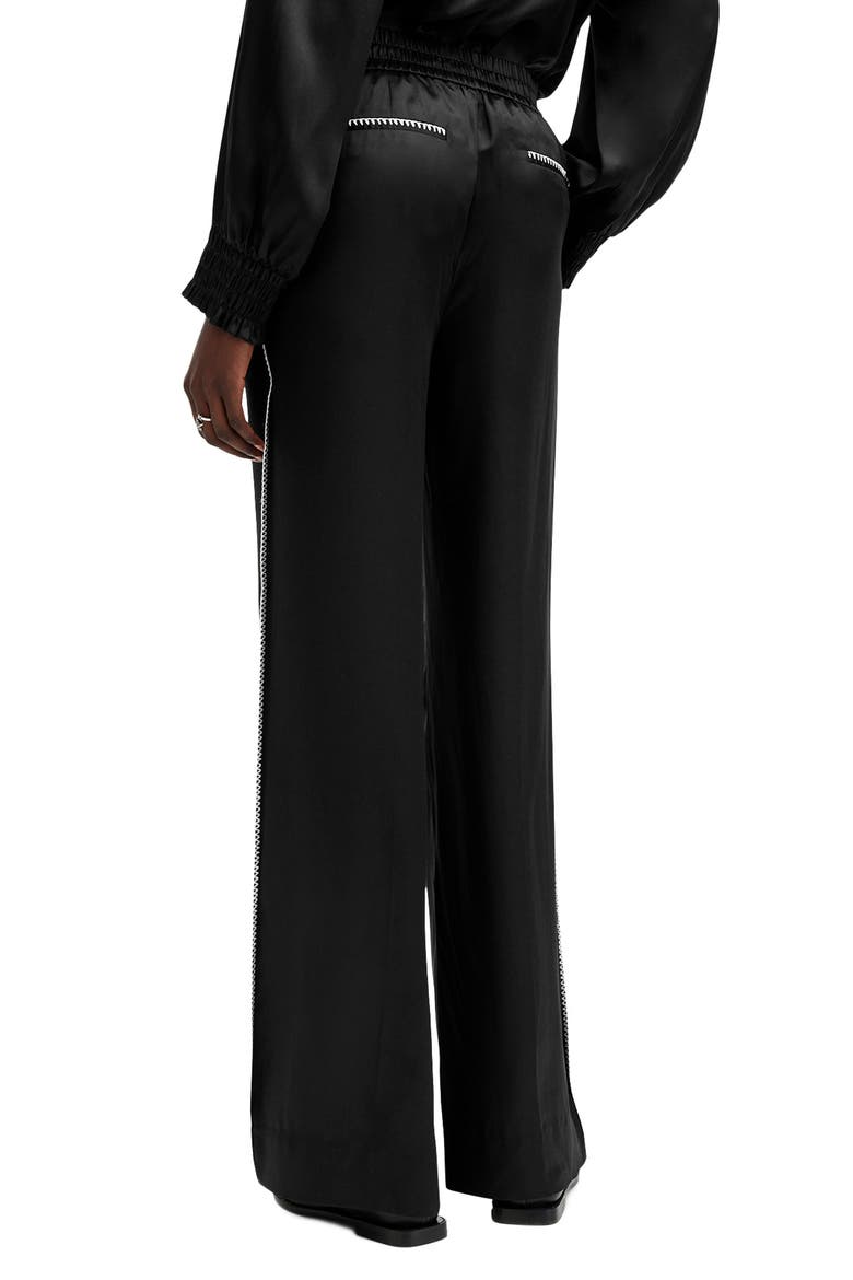 Charli Whipstitch Satin Wide Leg Pants, Alternate, color, BLACK