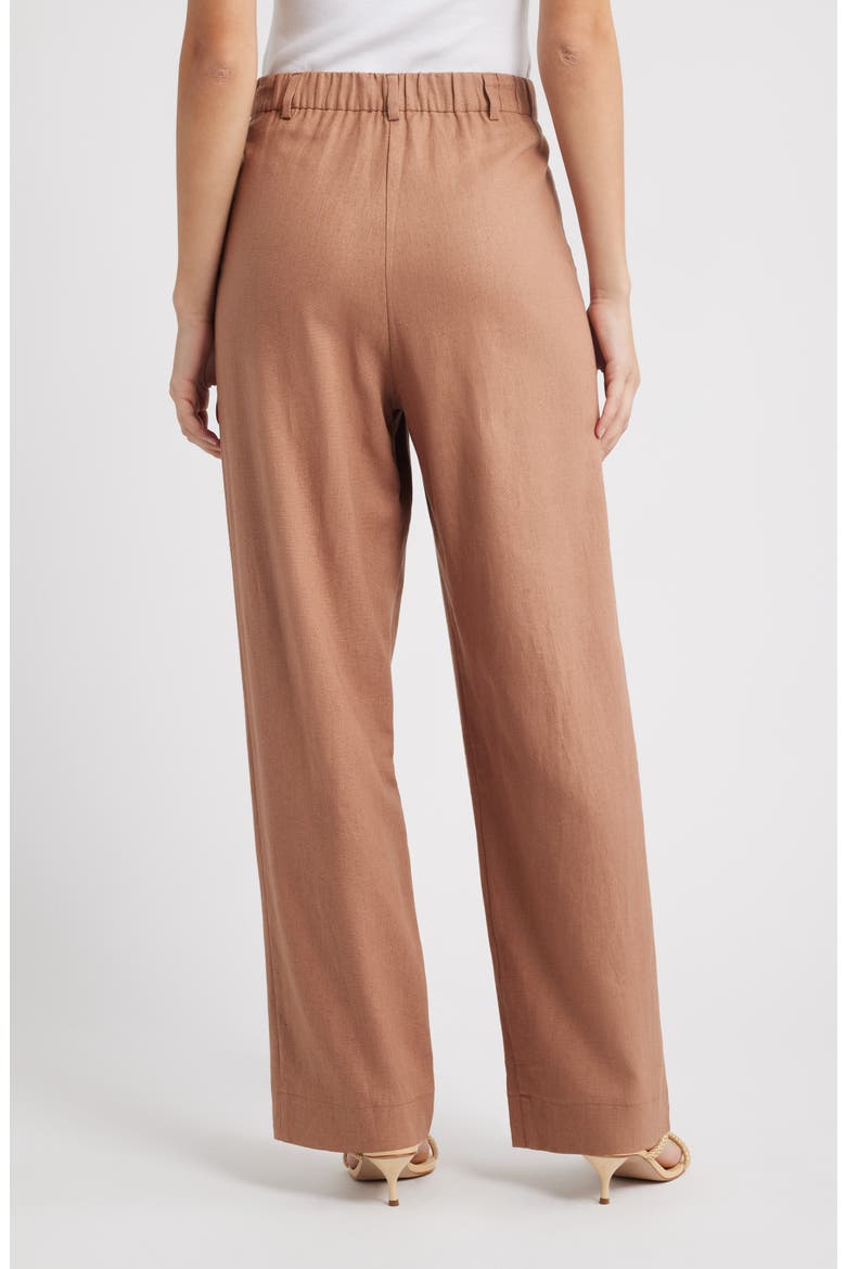 Naomi Linen Blend Straight Leg Pants, Alternate, color, MOCHA