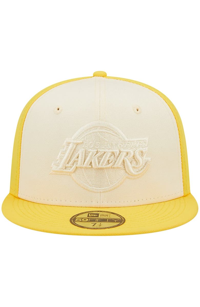 New Era Men's New Era Cream/Gold Los Angeles Lakers Cork Two-Tone 59FIFTY Fitted Hat, Alternate, color, 