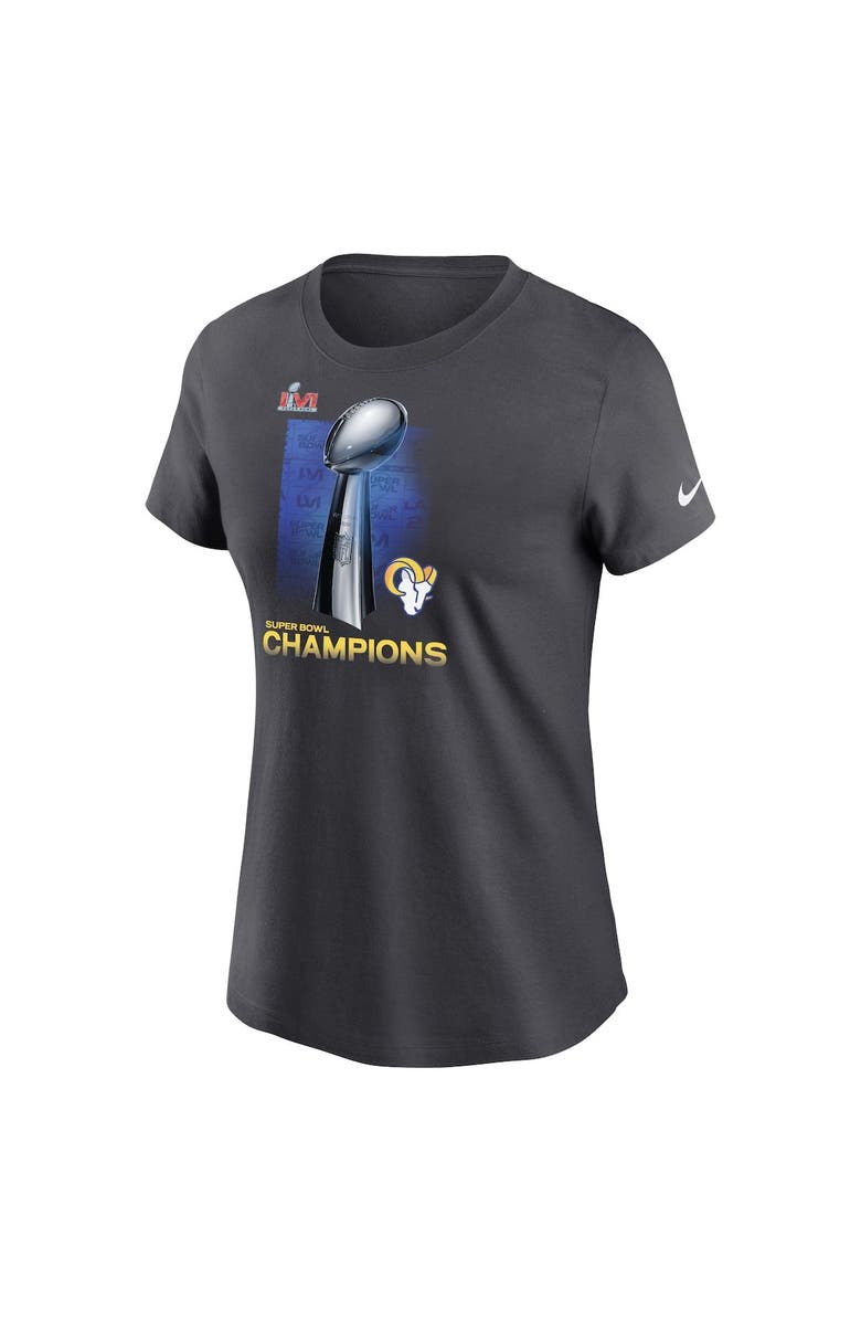 Nike Women's Nike Anthracite Los Angeles Rams Super Bowl LVI Champions Lombardi Trophy T-Shirt, Alternate, color, 