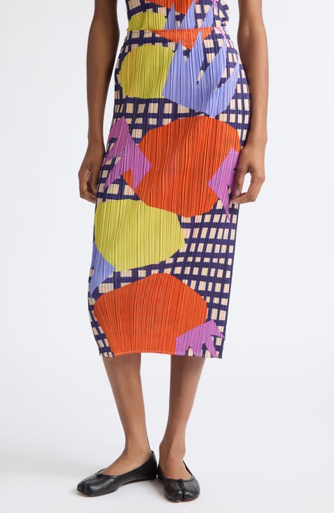Market Plissé Midi Skirt