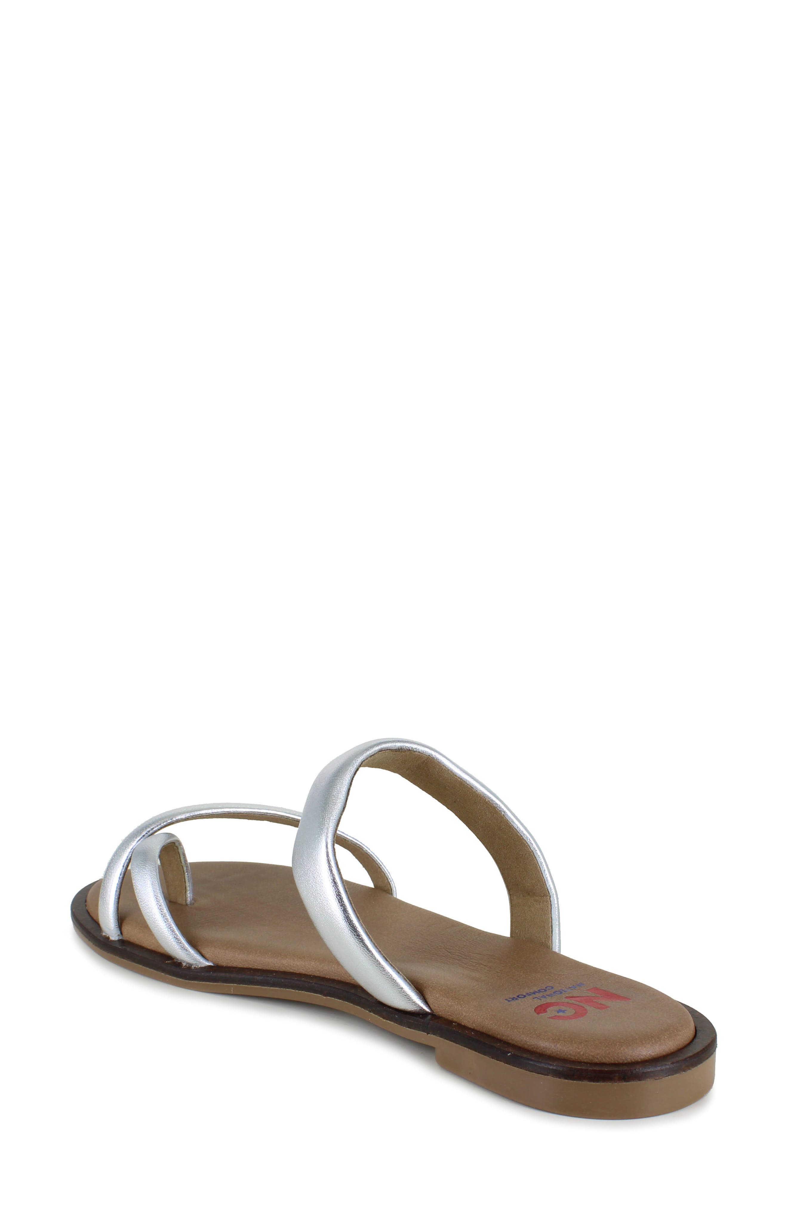 National Comfort Almeria Slide Sandal, Alternate, color, Silver Leather