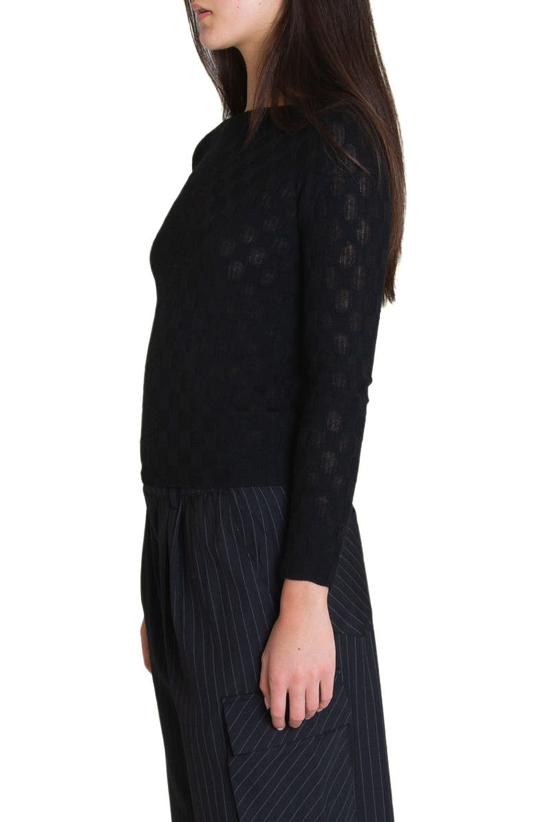 Find Me Now Melody Sheer Circle Long Sleeve Top, Alternate, color, Black