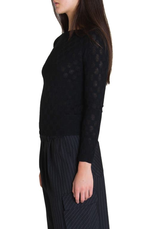 Find Me Now Melody Sheer Circle Long Sleeve Top In Black
