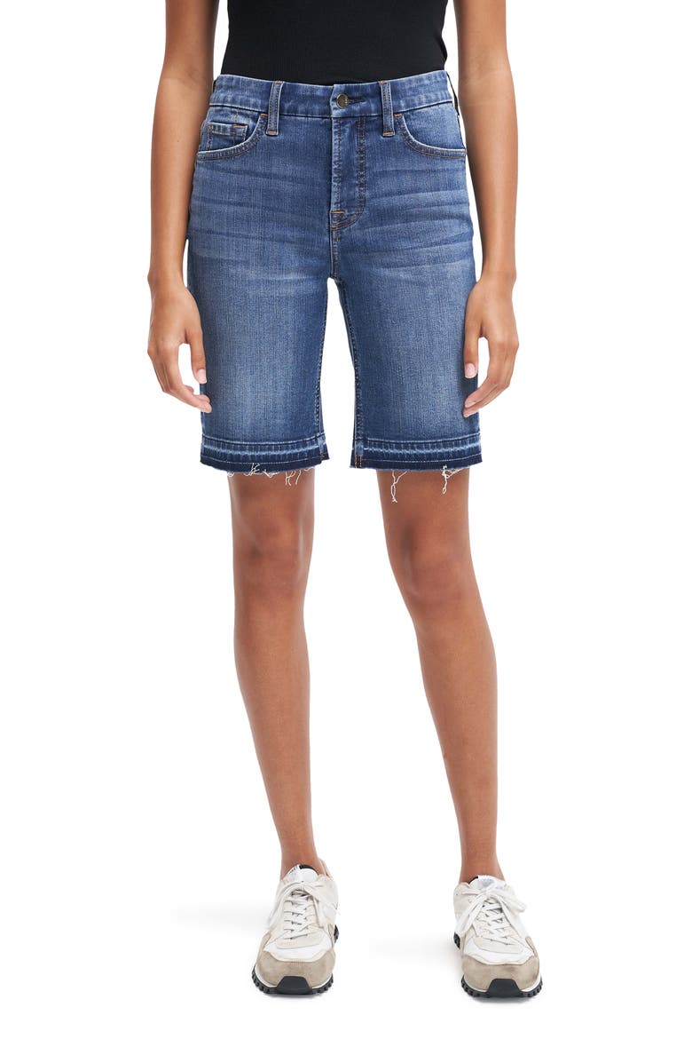 High Waist Released Hem Denim Bermuda Shorts, Main, color, WISTERIA