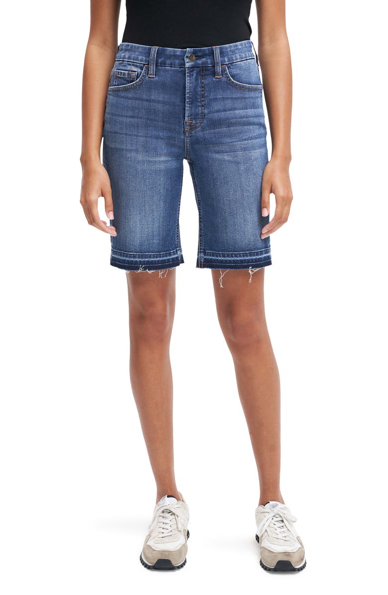 JEN7 by 7 For All Mankind High Waist Released Hem Denim Bermuda Shorts, Main, color, 