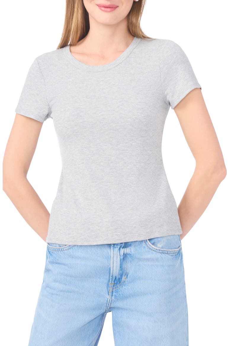 Rib Knit Jersey T-Shirt, Main, color, SILVER HTH