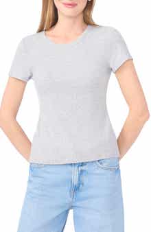 Rib Knit Jersey T-Shirt