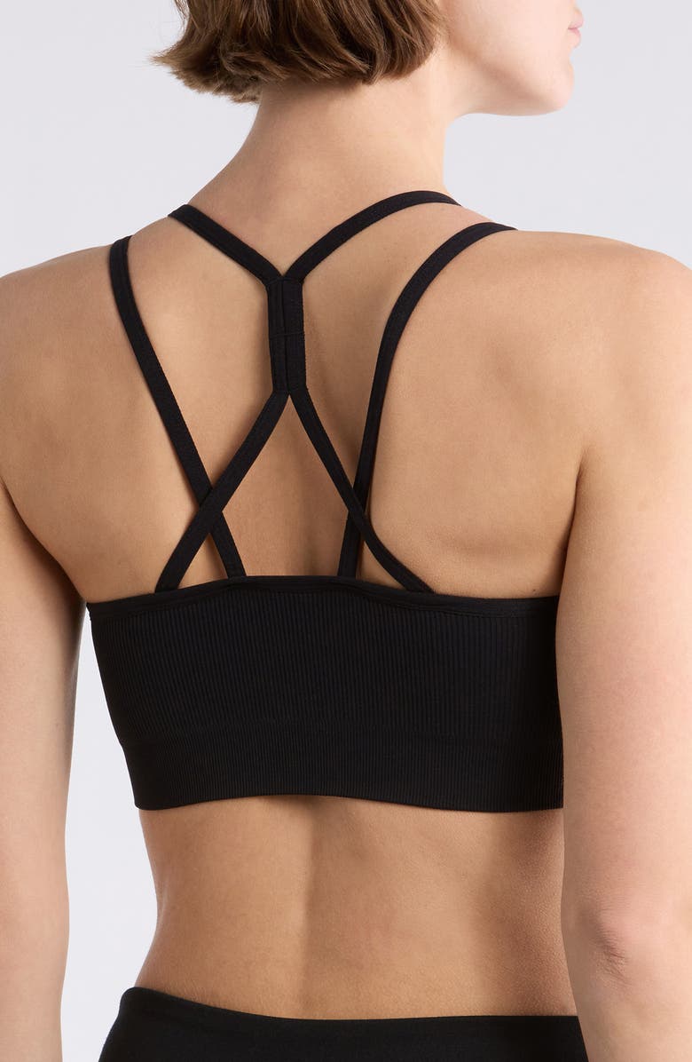 Z by Zella Crossback Seamless Sports Bra, Alternate, color, Black