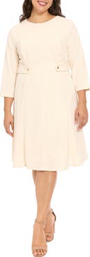 London Times Seamed Side Tab Midi Dress