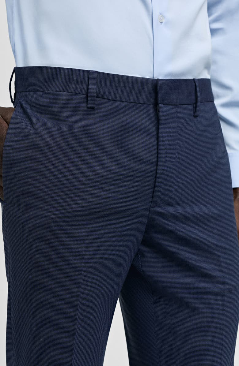 MANGO Superslim Fit Dark Blue Flat Front Stretch Dress Pants, Alternate, color, Ink Blue