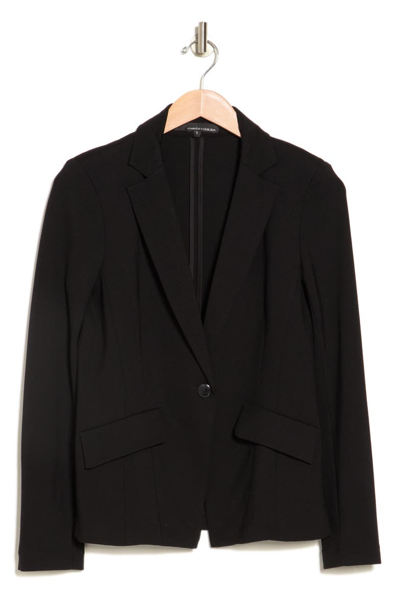 Amanda & Chelsea Classic One-Button Ponte Knit Blazer, Alternate, color, Black