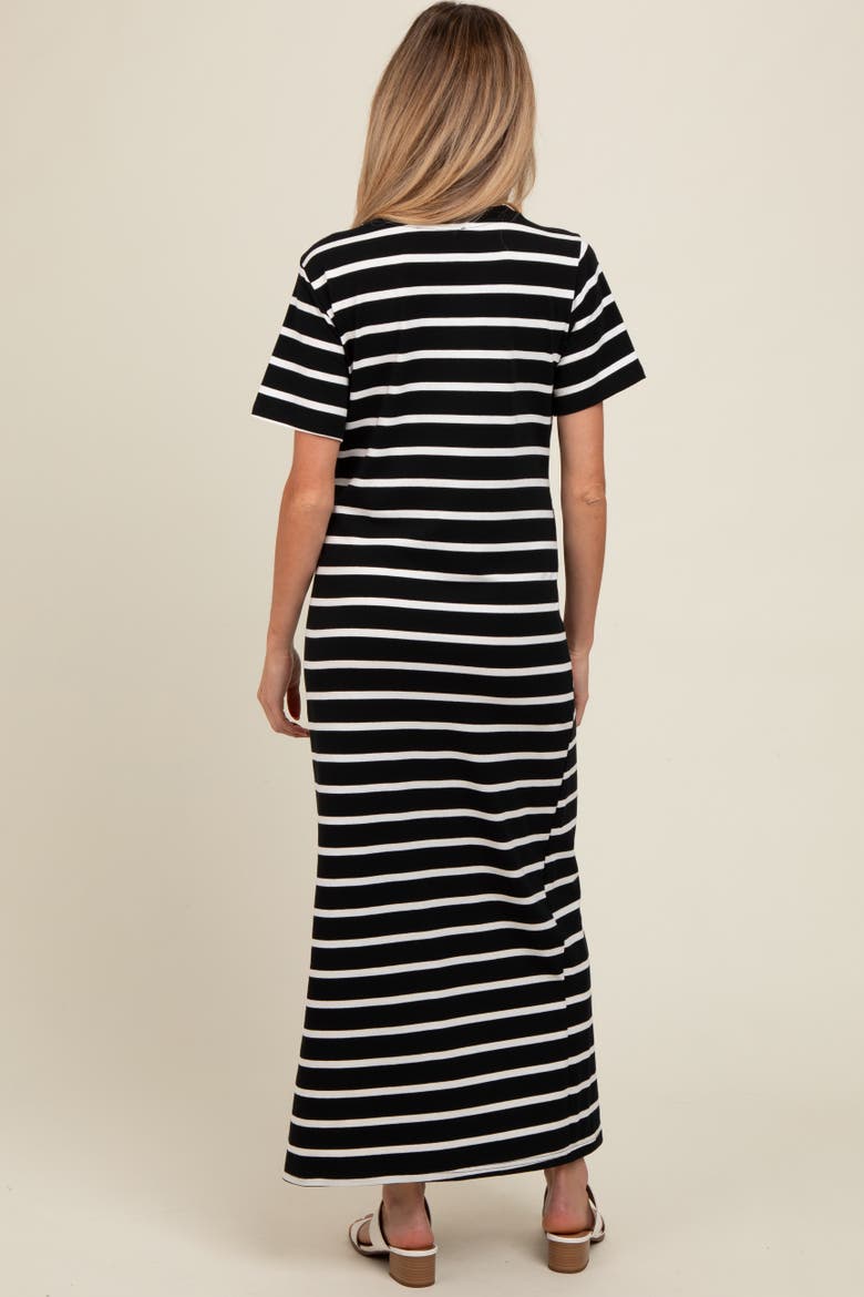 Striped Side Slit Maxi Dress, Alternate, color, Black