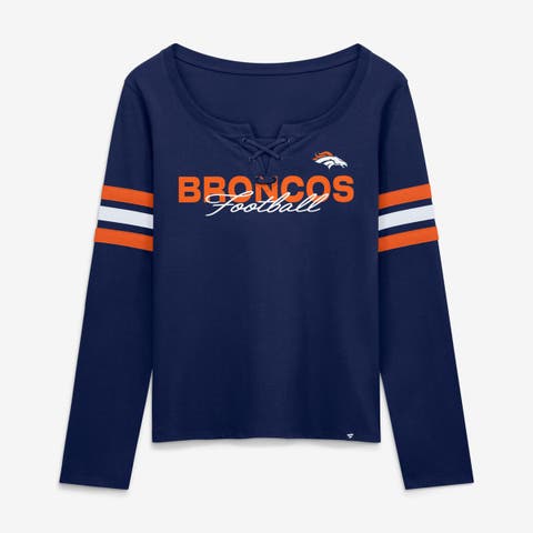 Women's Fanatics  Navy Denver Broncos Team First Coverage Scheme Lace-Up Long Sleeve T-Shirt