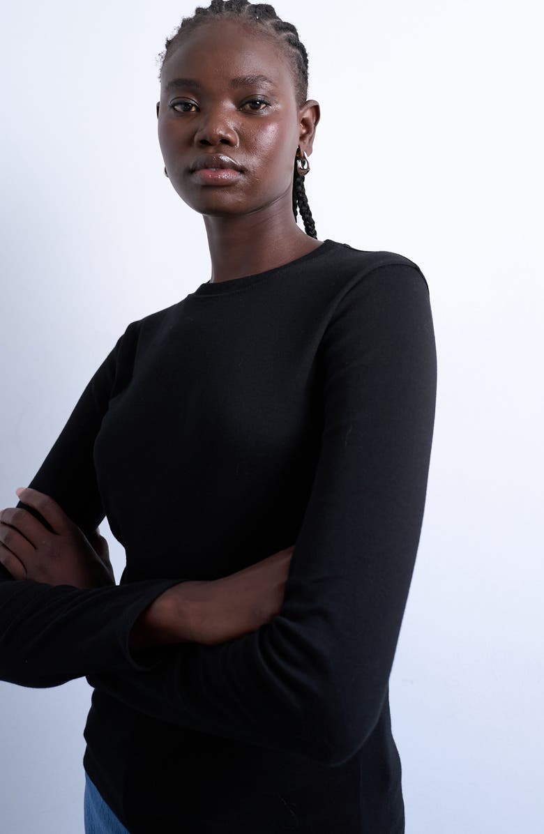 Topshop Everyday Long Sleeve Cotton T-Shirt, Alternate, color, Black