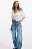 H&M High-waist Barrel-leg Ankle Jeans