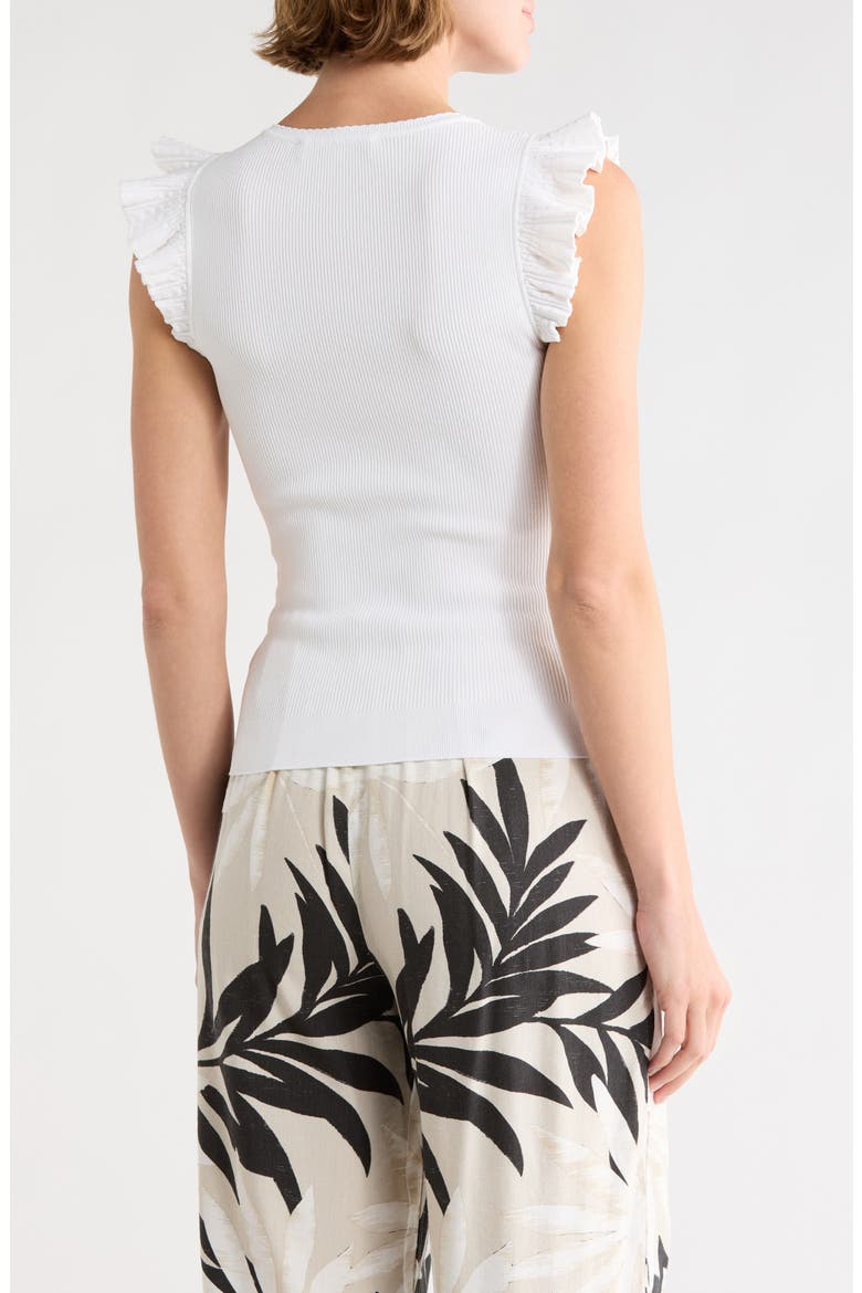 Sleeveless Scalloped Flutter Sleeve Top, Alternate, color, CHALK WHITE