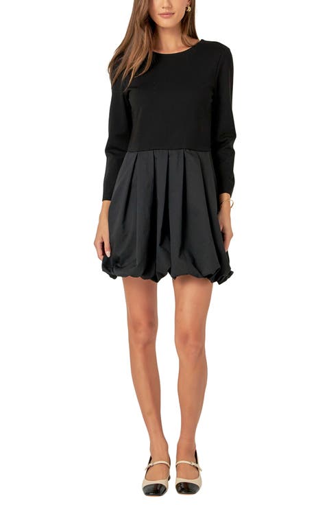 Mixed Media Bubble Hem Minidress