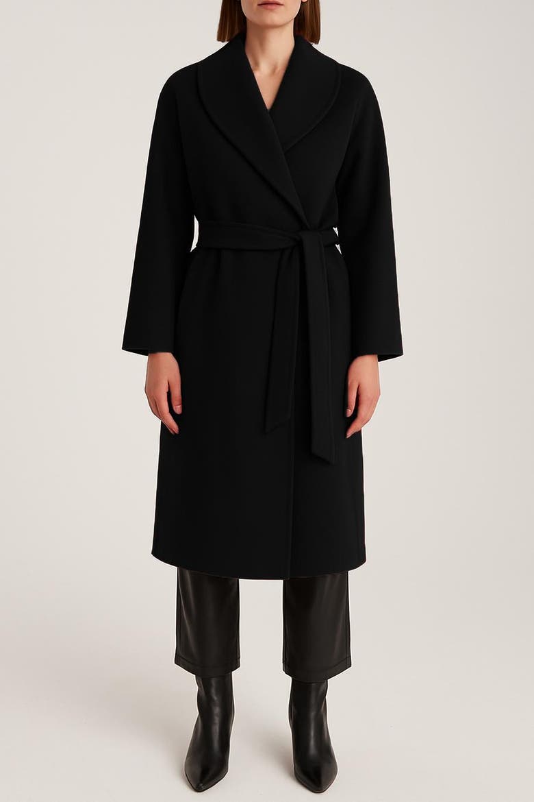 Cashmere Hooded Long Coat, Alternate, color, Charcaol