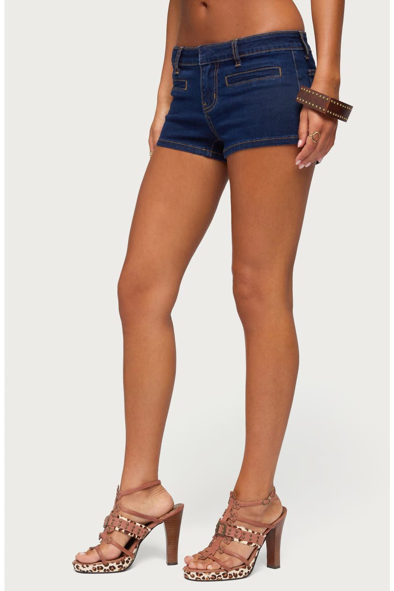 Alita Low Rise Denim Micro Shorts, Alternate, color, DARK-BLUE