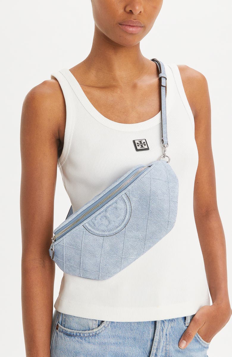 Tory Burch Fleming Denim Belt Bag, Alternate, color,