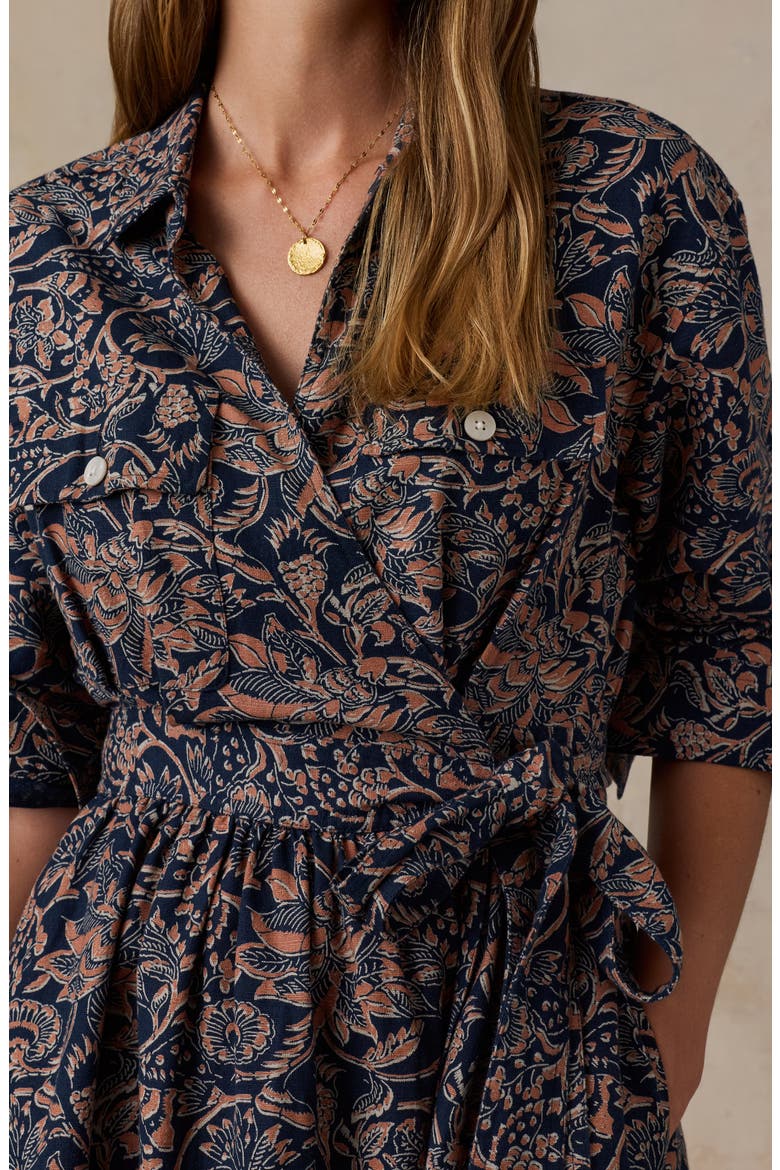 Abby Organic Cotton & Linen Maxi Wrap Dress, Alternate, color, SHADOWED GARDEN