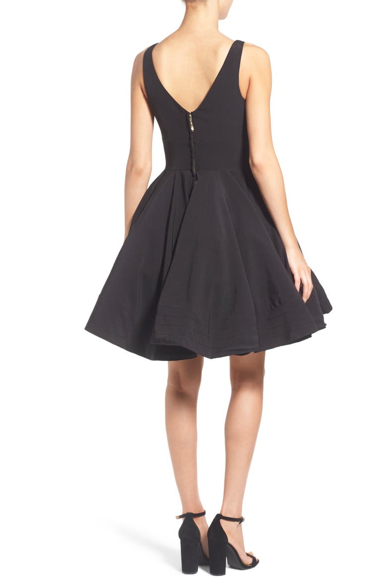 Fit & Flare Cocktail Dress, Main, color, BLACK