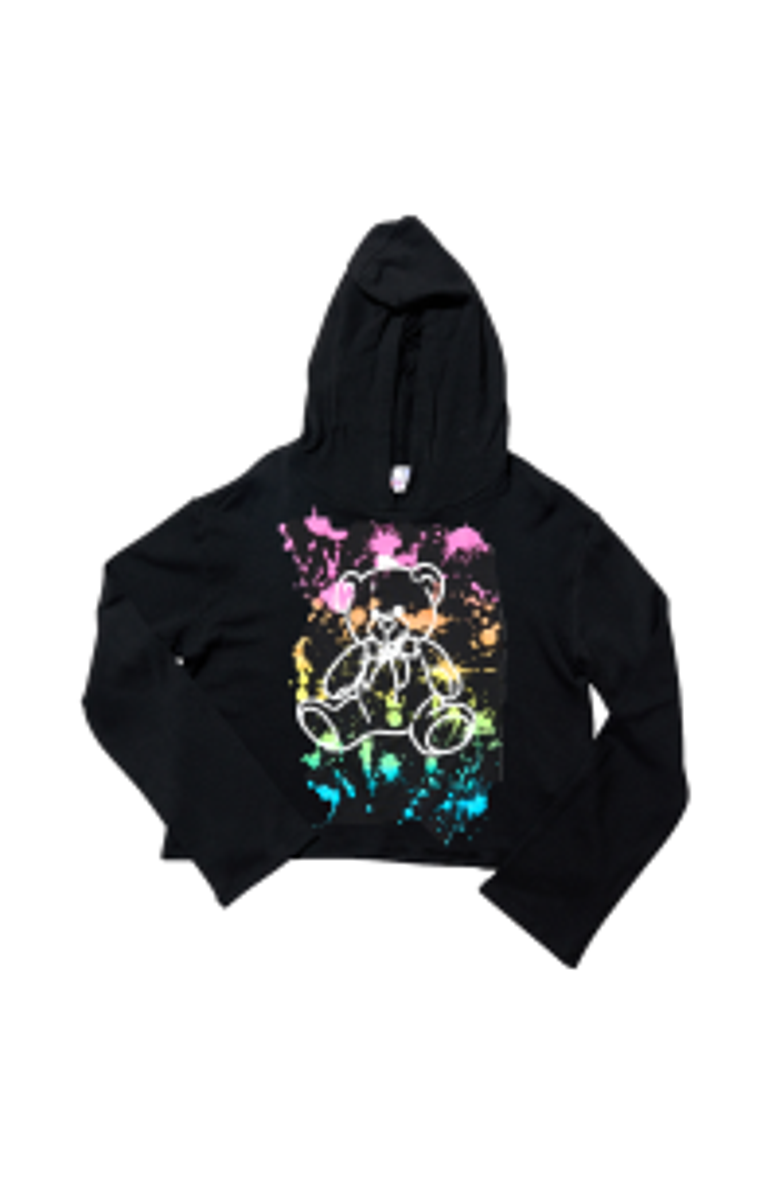 Malibu Sugar Crop sweatshirt with screen - Little kid, Alternate, color, Black Paint