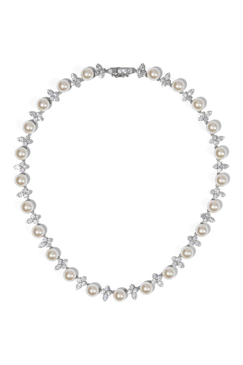 Cluster Collar Necklace, Main, color, RHODIUM