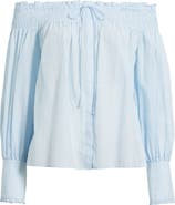 KOBI HALPERIN Robin Stripe Cotton 
Silk Off the Shoulder Top