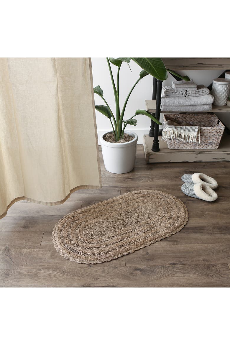 Oval Crochet Bath Mat, Alternate, color, Stone