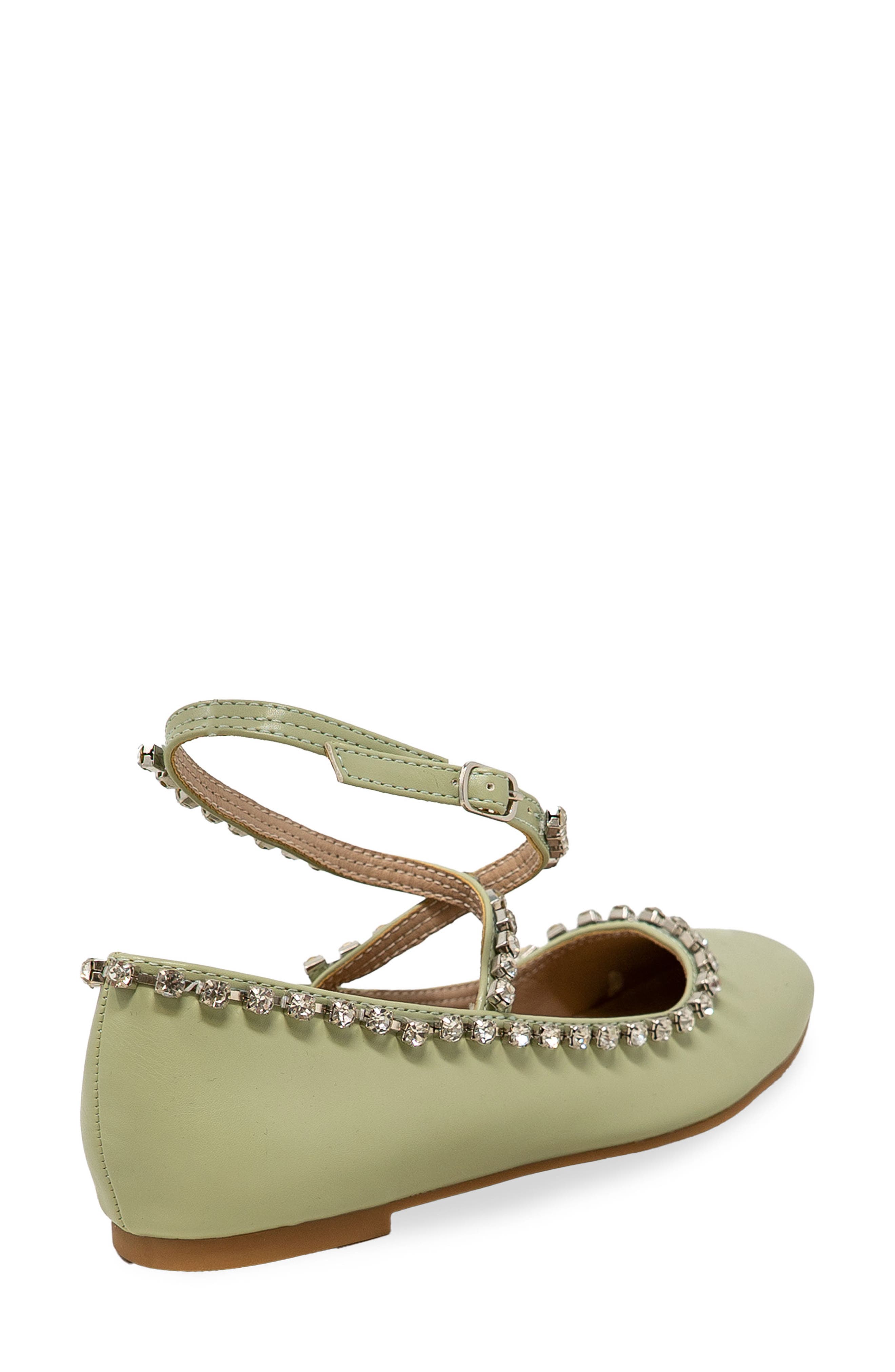 CHASE AND CHLOE Rhinestone Trim Ballet Flat, Alternate, color, Sage Pu