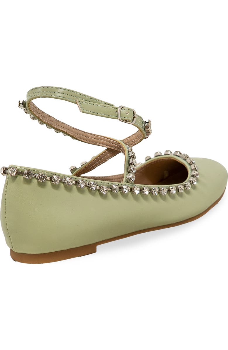 CHASE AND CHLOE Rhinestone Trim Ballet Flat, Alternate, color, Sage Pu