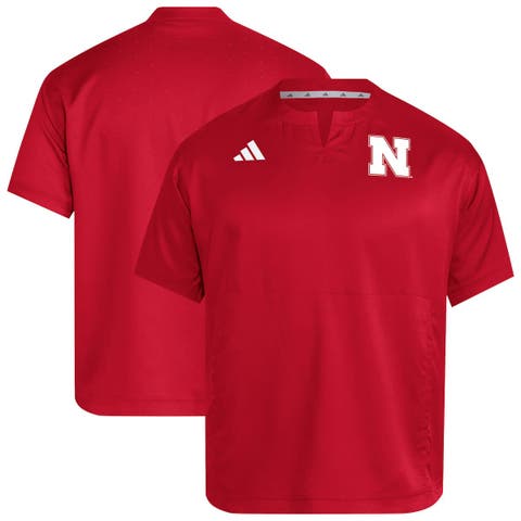 Men's adidas  Red Nebraska Huskers Dugout Coaches Adizero Notch Neck Pullover Top