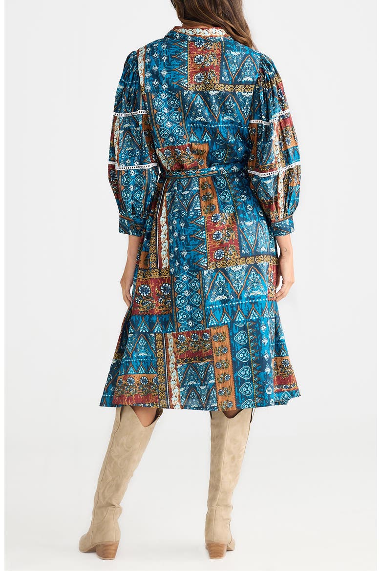 Castella Patchwork Print Long Sleeve Cotton Shirtdress, Alternate, color, SICILIAN PATCHWORK