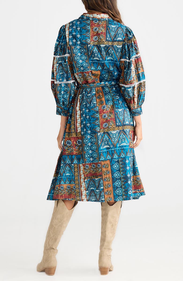 Talisman the Label Castella Patchwork Print Long Sleeve Cotton Shirtdress, Alternate, color, Sicilian Patchwork