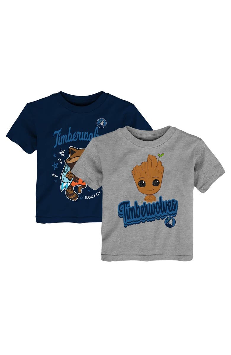 Outerstuff Toddler Heather Gray Minnesota Timberwolves Two-Piece Guardians Of The Galaxy T-Shirt Set, Alternate, color, Heather Gray