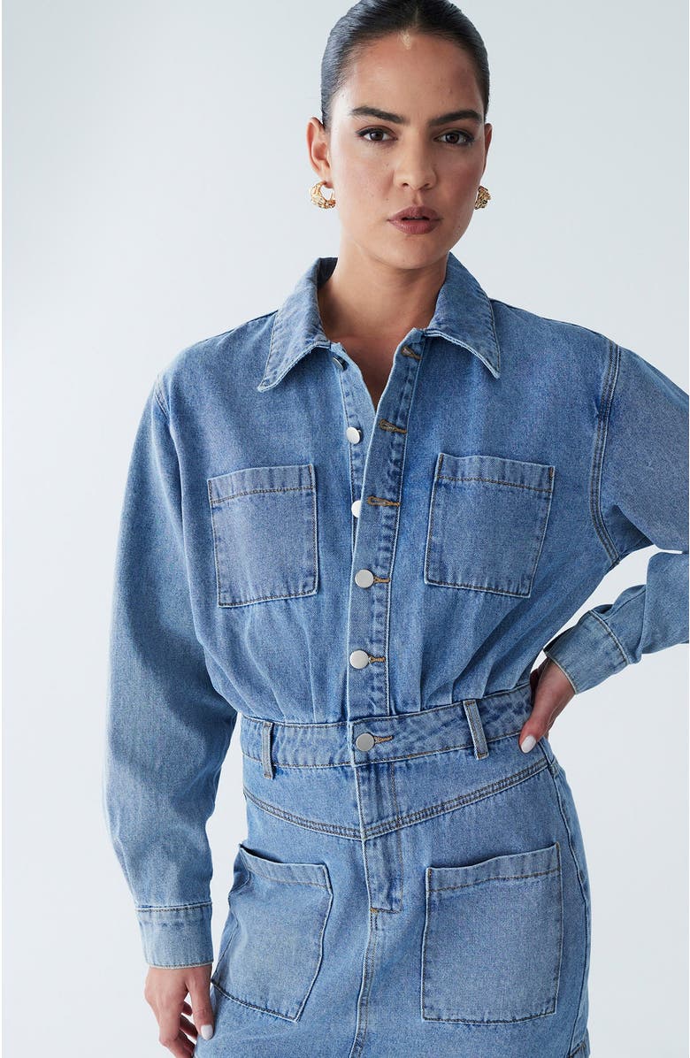 BWLDR Cannes Dress, Alternate, color, Light Blue Wash