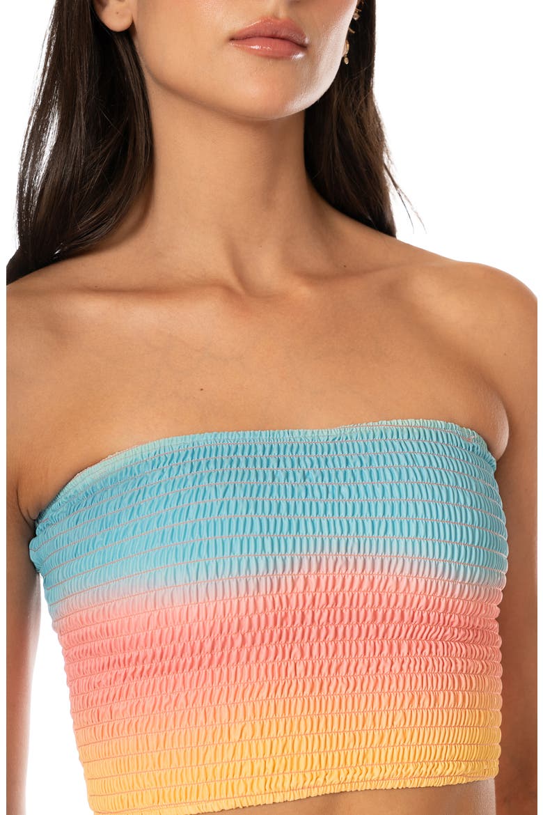 First Light Nalu Smocked Bikini Top, Alternate, color, OPEN PINK