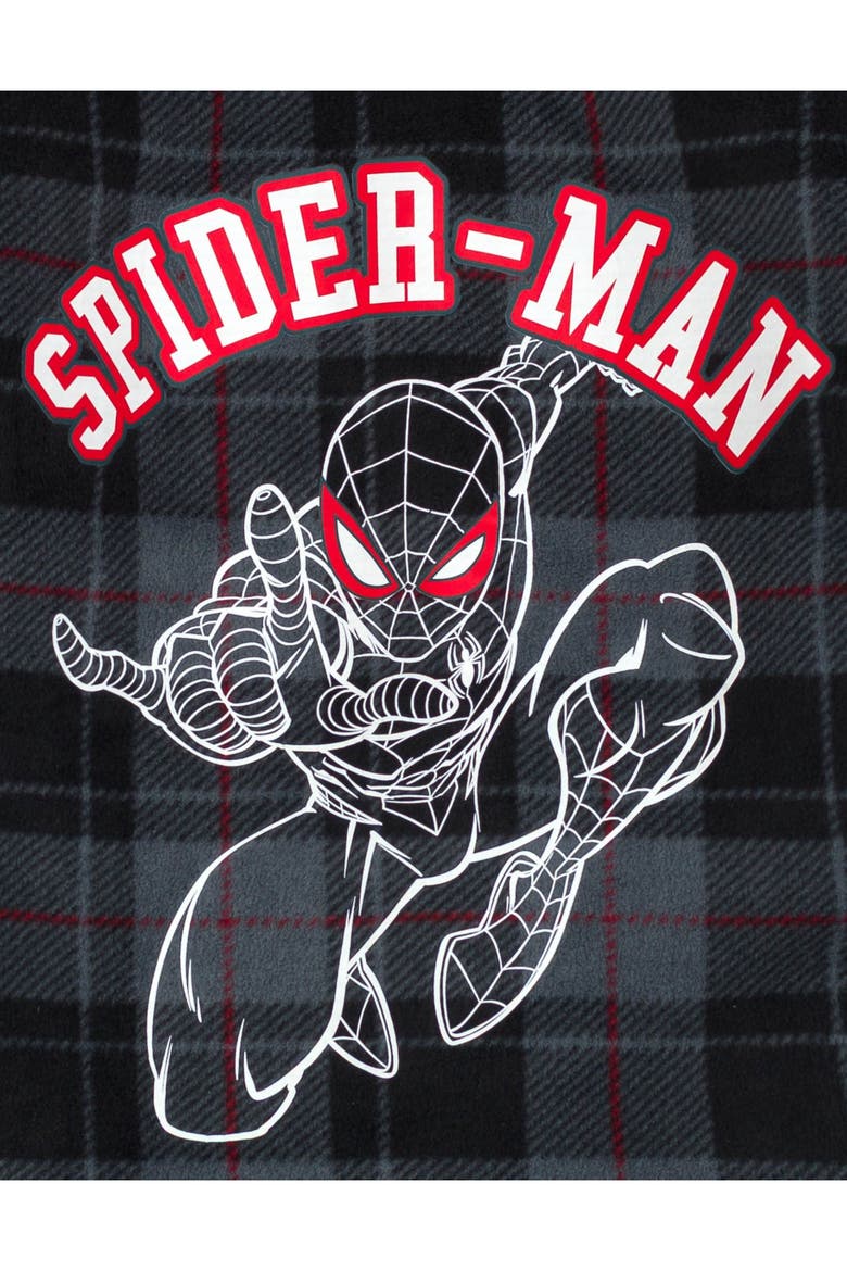 Spider-Man Fleece Hooded Shirt Jacket, Alternate, color, Black Red Spider Man